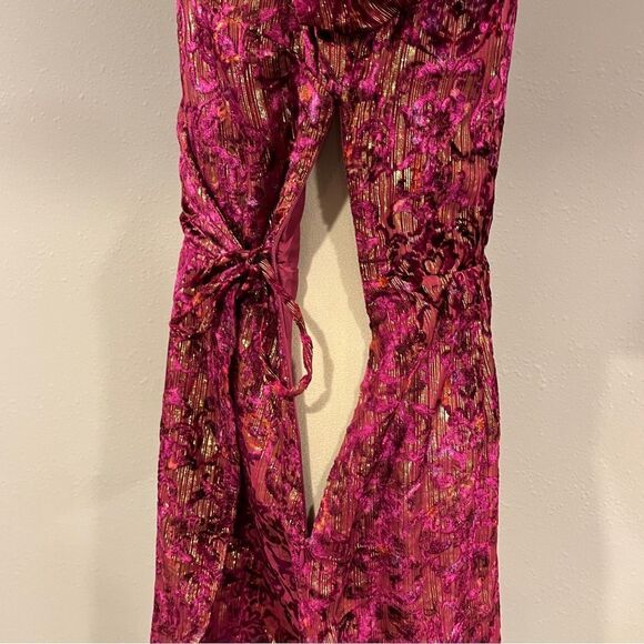 Loft burned velvet fake wrap long sleeve mini dress size 4 - Picture 7 of 13